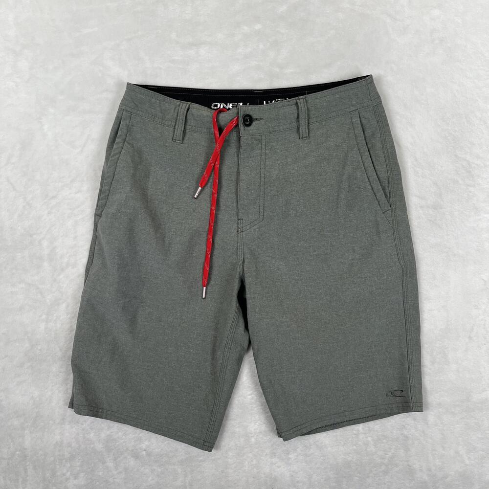 O'Neill Hybrid Shorts Mens 28 Gray Chino Stretch 10 Inseam Drawstring Casual